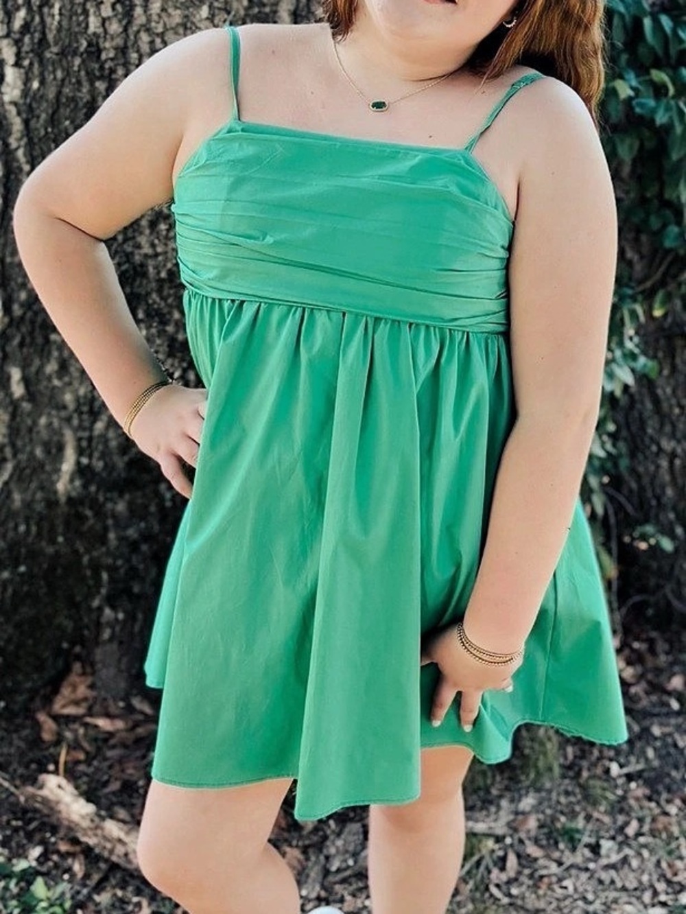 Green Back Bow Mini Dress Like New
